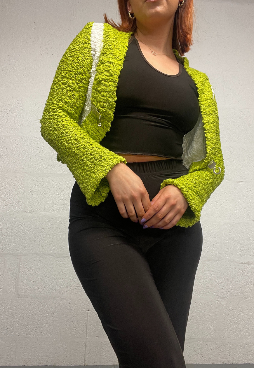 Lime green top buckle top