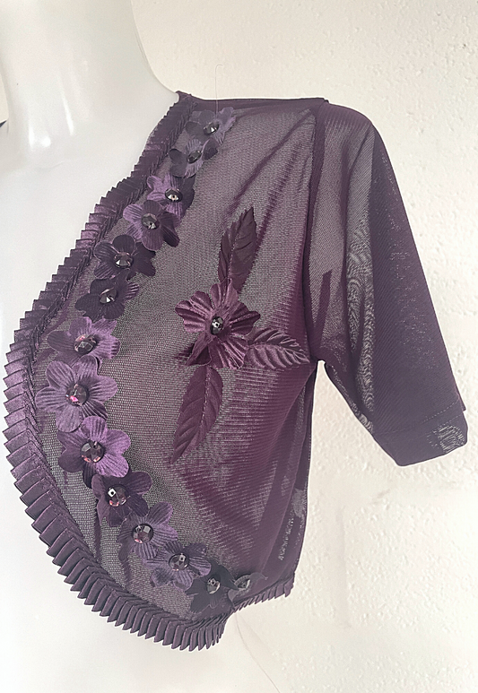 PURPLE MESH FLOWER SHRUG (02) - HISSY FIT LTD