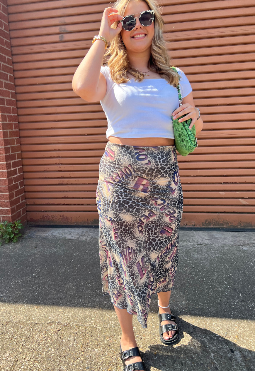 PURPLE LEOPARD HALF LINED MESH SKIRT - HISSY FIT LTD