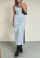 BLUE PINSTRIPE SPLIT LONG DRESS - HISSY FIT LTD