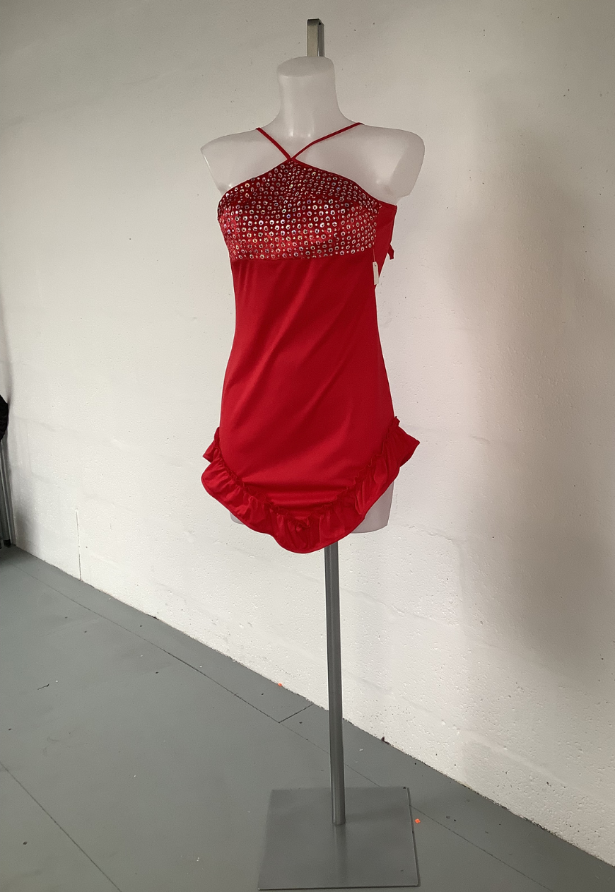 RED SEQUIN MINI RUFFLE DRESS (025) UK SIZE 6/8 - HISSY FIT LTD