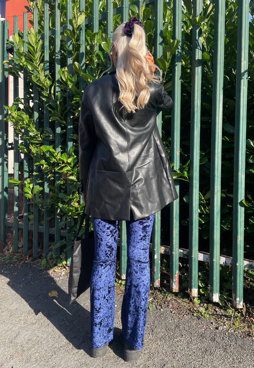 OCEAN BLUE VELVET FLARES - HISSY FIT LTD