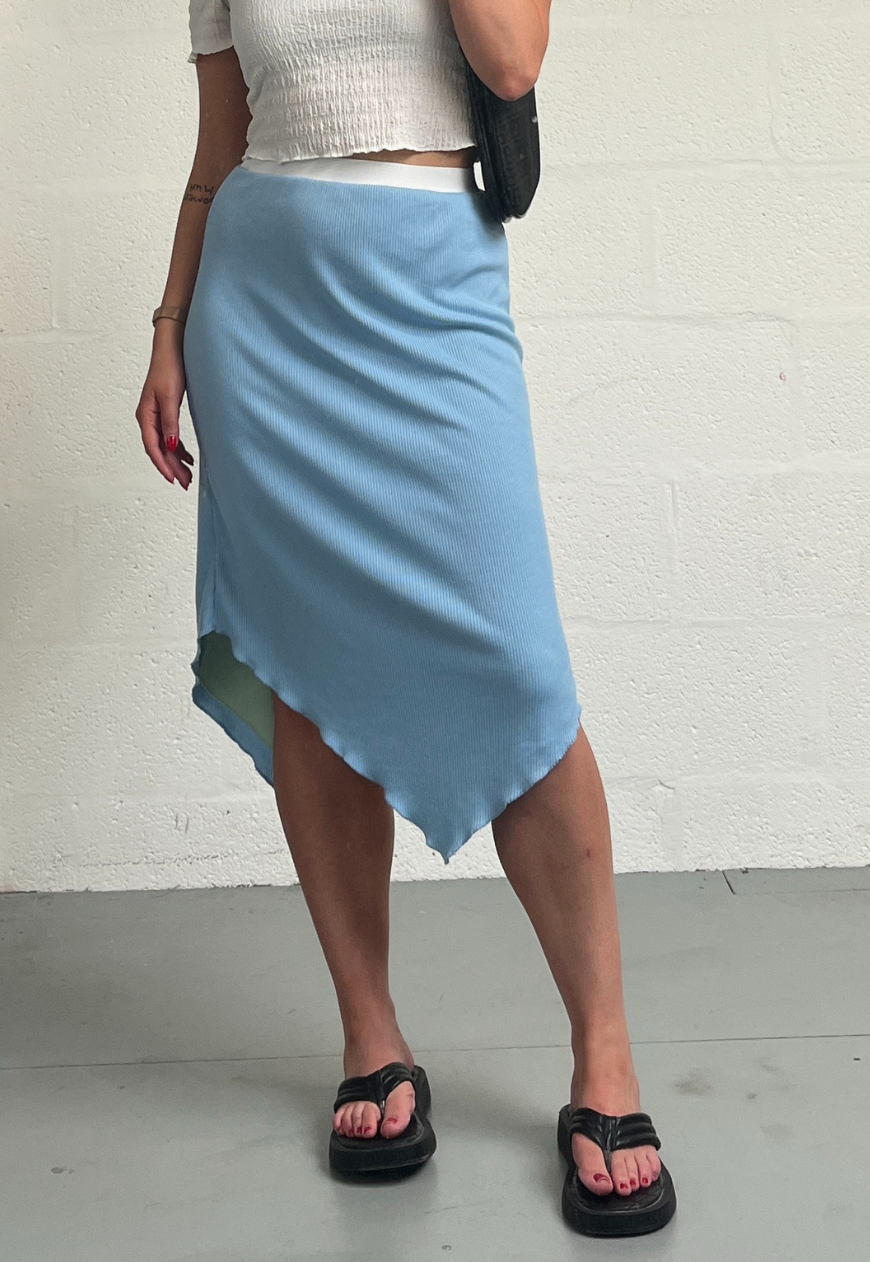 MINT/BLUE REVERSIBLE POINTED HEM SKIRT - HISSY FIT LTD