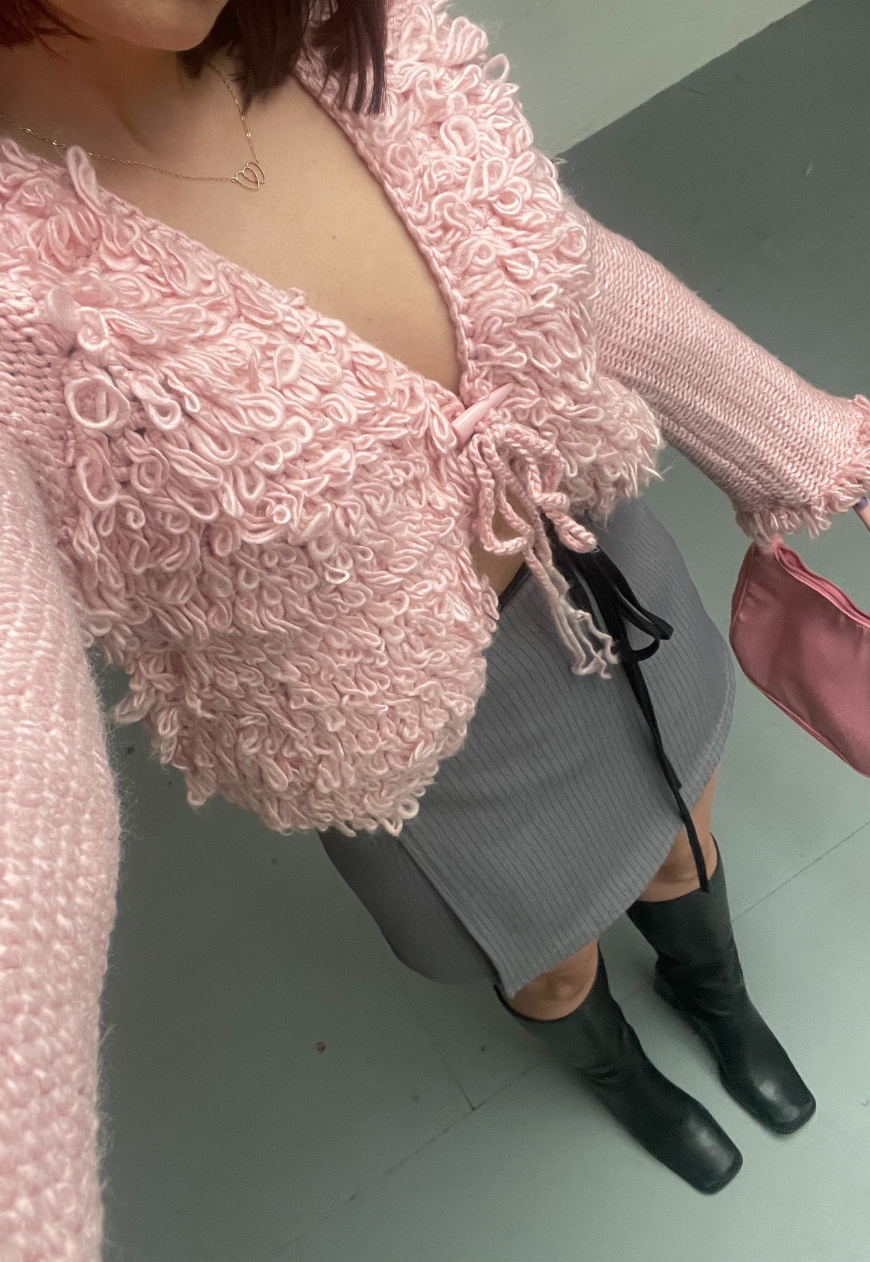 Pink loopy cardigan outlet