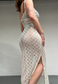 RECLAIMED CREAM LACE SPLIT DRESS