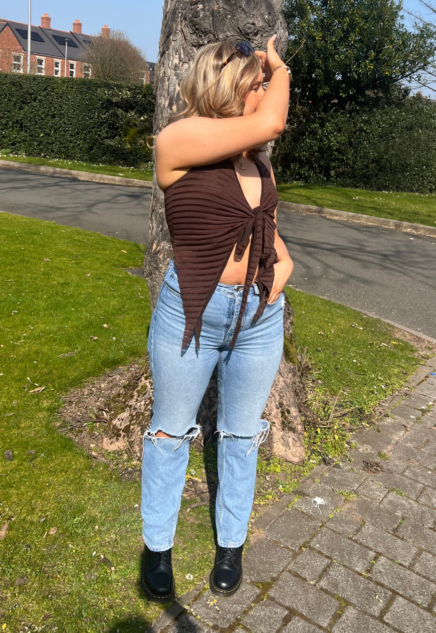 BROWN STRIPE MULTI-WAY TOP - HISSY FIT LTD