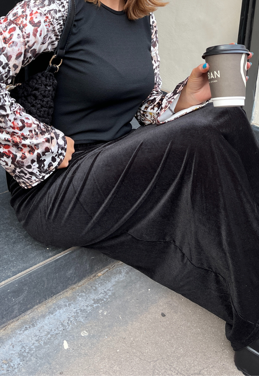 Long black velour clearance skirt