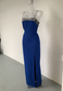 BLUE SHIMMER SPLIT DRESS 037 UK SIZE 8/10 *VINTAGE* - HISSY FIT LTD