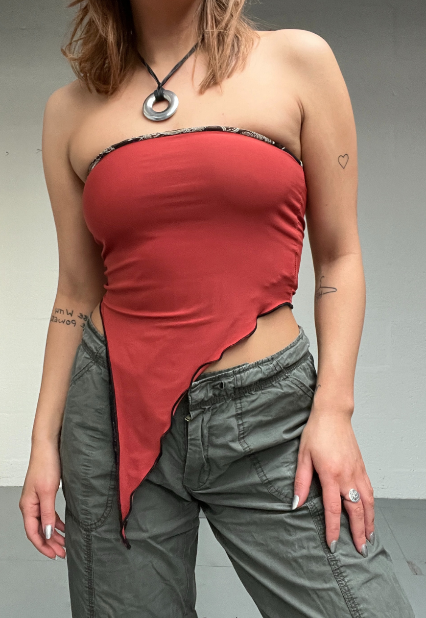 PAISLEY ORANGE REVERSIBLE BOOBTUBE TOP