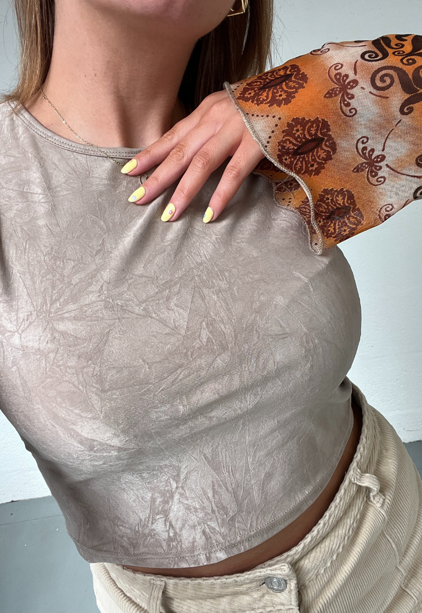 ORANGE GRUNGE FLARE CROPPED TOP - HISSY FIT LTD