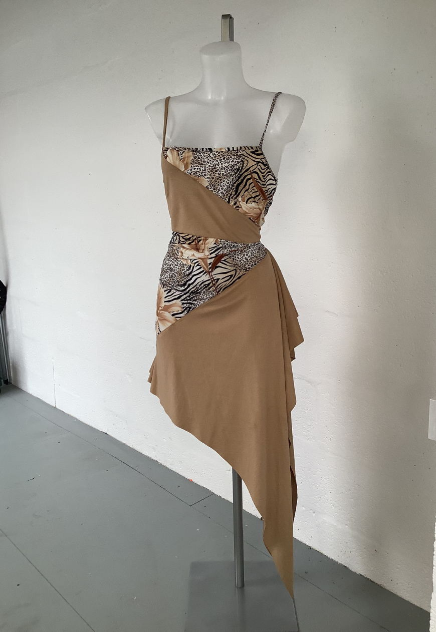 BROWN SUEDE DRAPE DRESS (043) UK SIZE 10 - HISSY FIT LTD