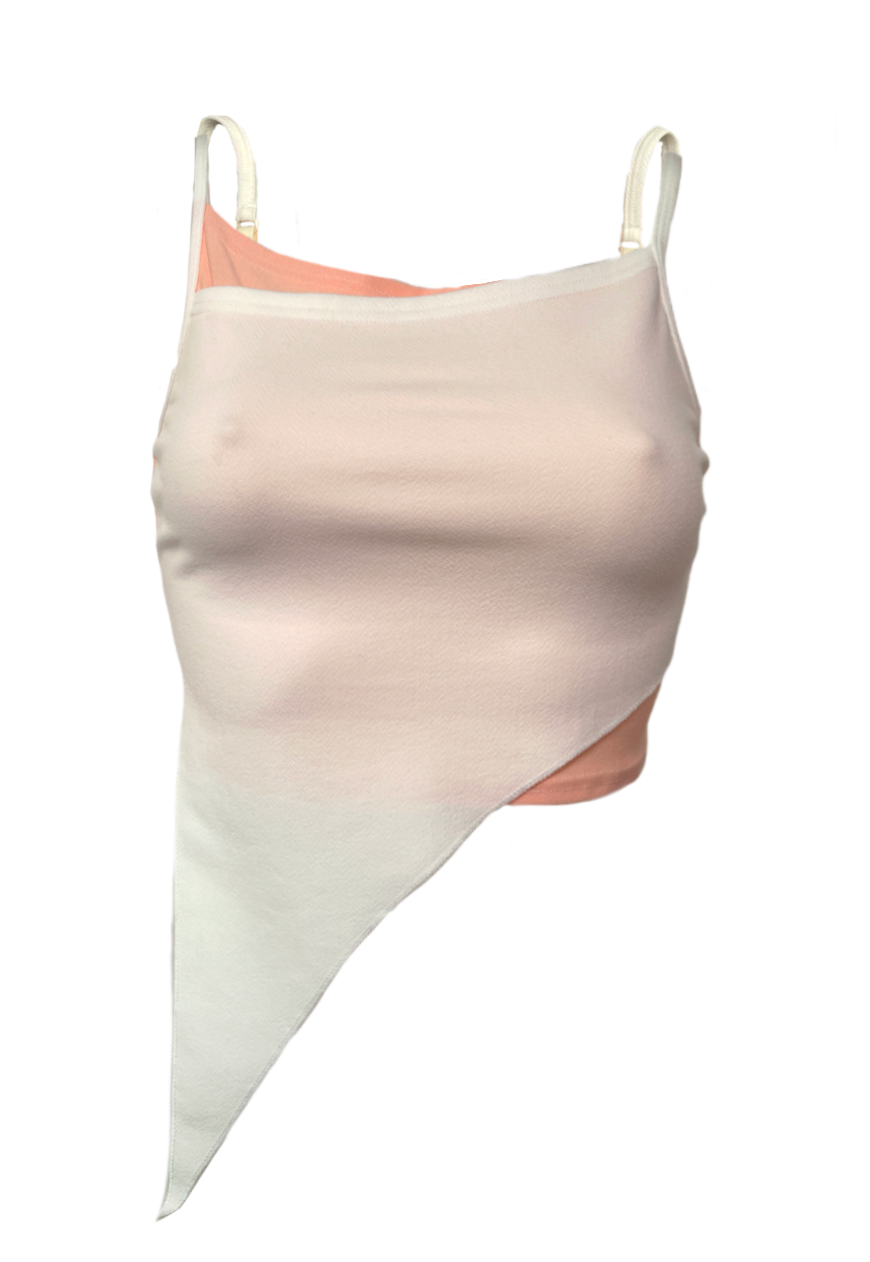 OFFCUTS PEACH/ WHITE ASYMMETRIC TOP (03) - HISSY FIT LTD