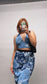 BLUE PATCHWORK/ BLUE FLOWER REVERSIBLE HALTER TOP - HISSY FIT LTD