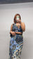 BLUE PATCHWORK/ BLUE FLOWER REVERSIBLE HALTER TOP - HISSY FIT LTD