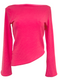 HOT PINK SLASH NECK ASYMMETRIC FLARED TOP - HISSY FIT LTD