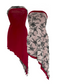 FLOWER/RED REVERSIBLE BOOBTUBE DRESS