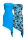 FLOWER/TURQUOISE REVERSIBLE BOOBTUBE DRESS