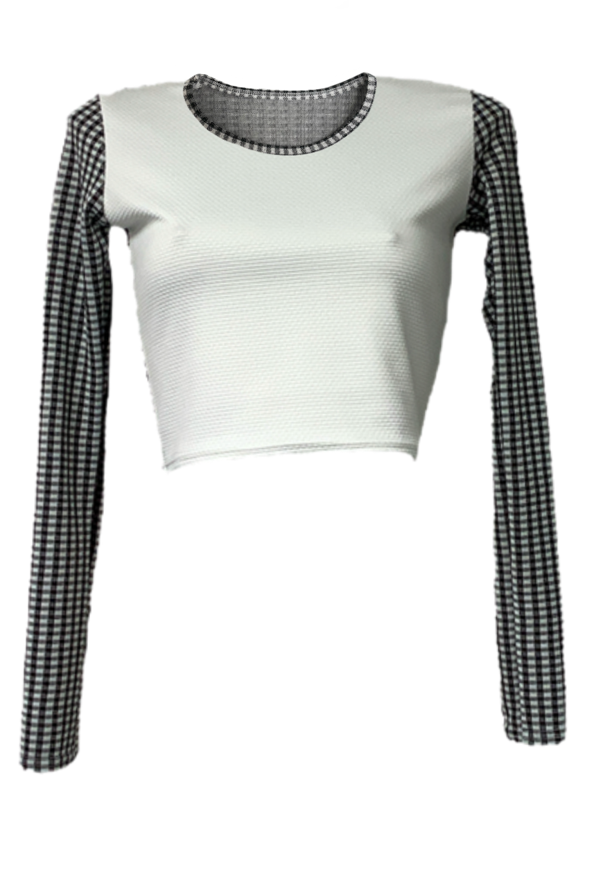 GINGHAM SLEEVED CROPPED TOP - HISSY FIT LTD