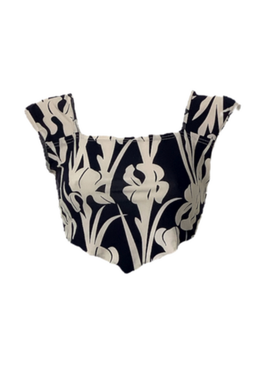 NAVY FLORAL 'EVE' TOP - XS HISSY FIT LTD