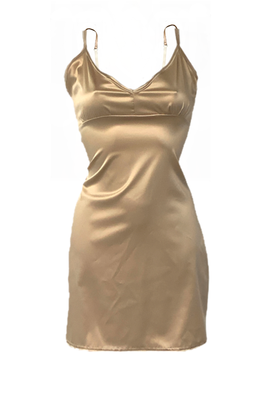 GOLD SATIN SLIP DRESS - HISSY FIT LTD