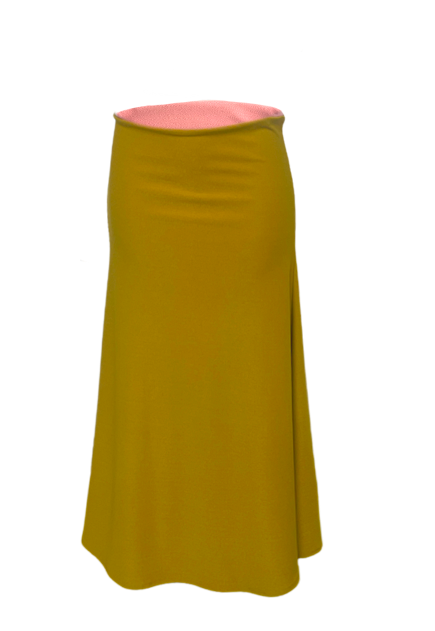 DUSKY PINK/MUSTARD REVERSIBLE MID-RISE MAXI SKIRT - HISSY FIT LTD