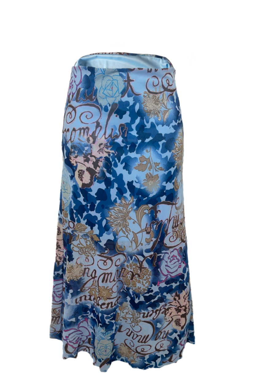 BLUE WRITING FULL LINED MESH SKIRT - HISSY FIT LTD