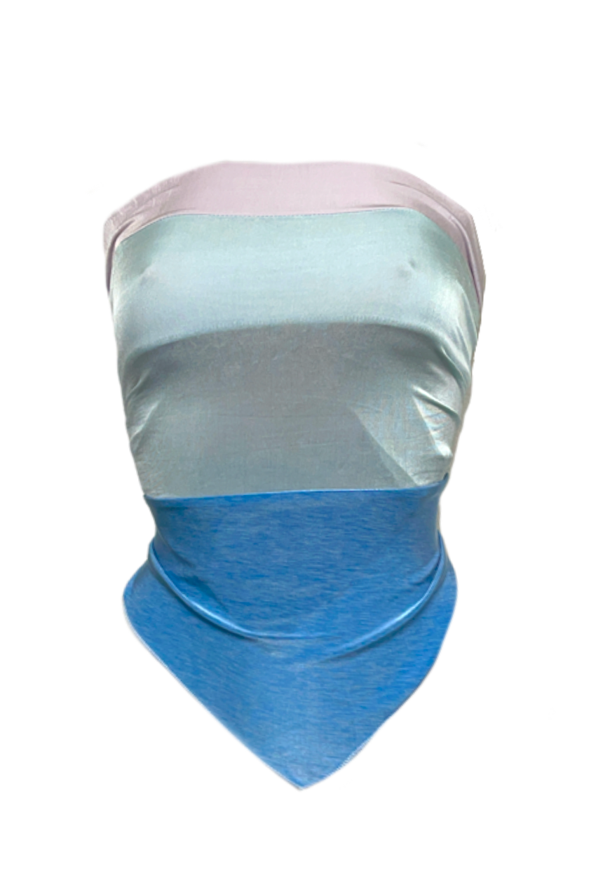 OFFCUTS PURPLE/LIGHT BLUE GLOW REVERSIBLE HANKIE TOP - HISSY FIT LTD