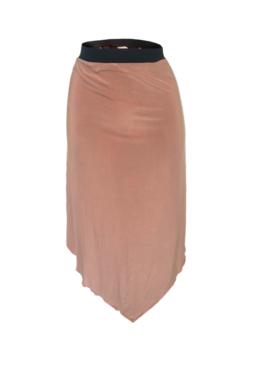 BROWN/BROWN ROSE REVERSIBLE POINTED HEM SKIRT - HISSY FIT LTD