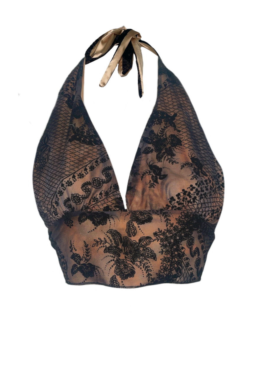 HEAVEN/GOLD SATIN REVERSIBLE HALTER TOP - HISSY FIT LTD