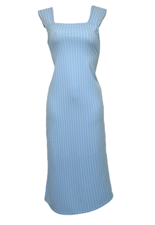 BLUE PINSTRIPE SPLIT LONG DRESS - HISSY FIT LTD