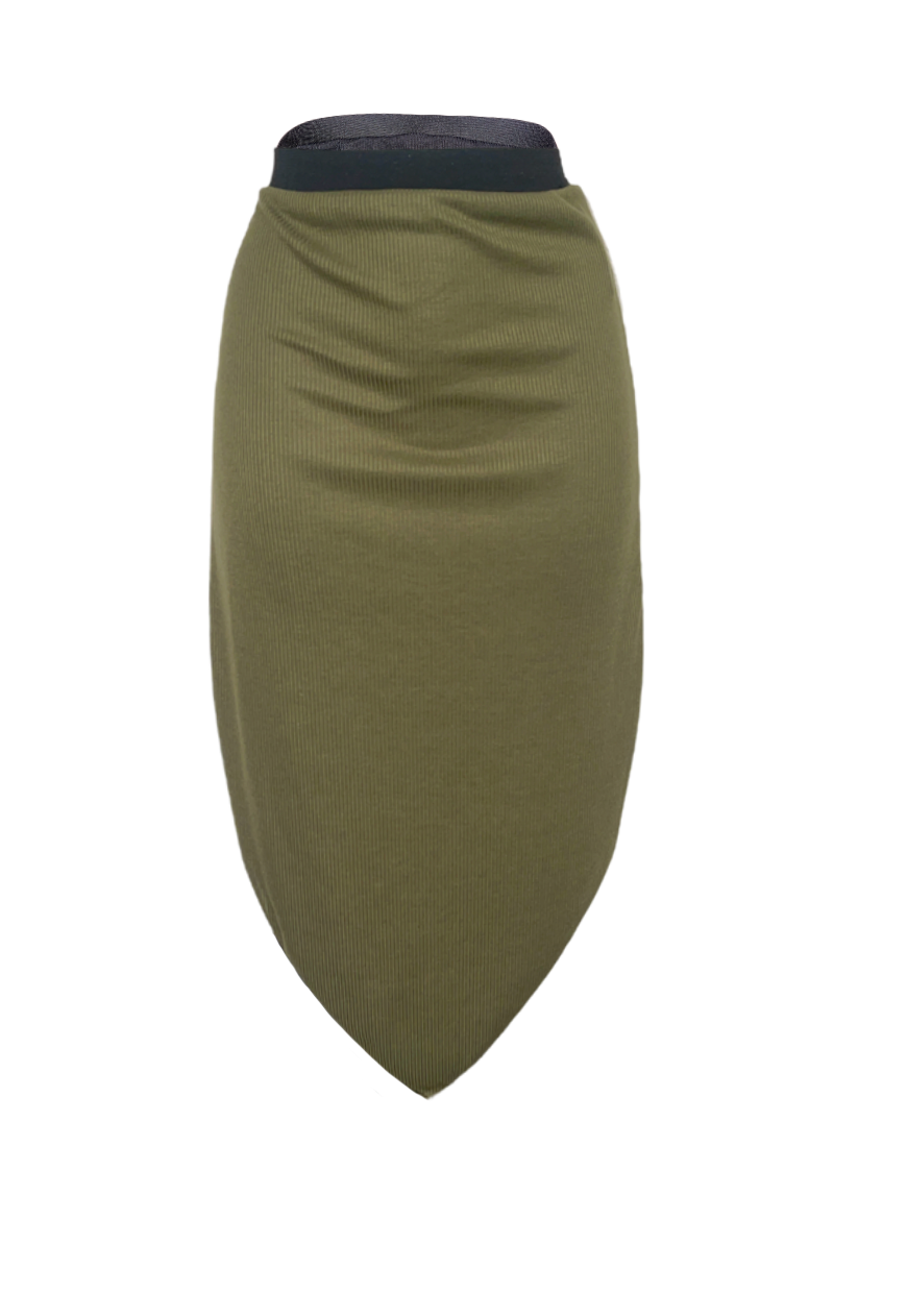 KHAKI/BLACK REVERSIBLE POINTED HEM SKIRT - HISSY FIT LTD