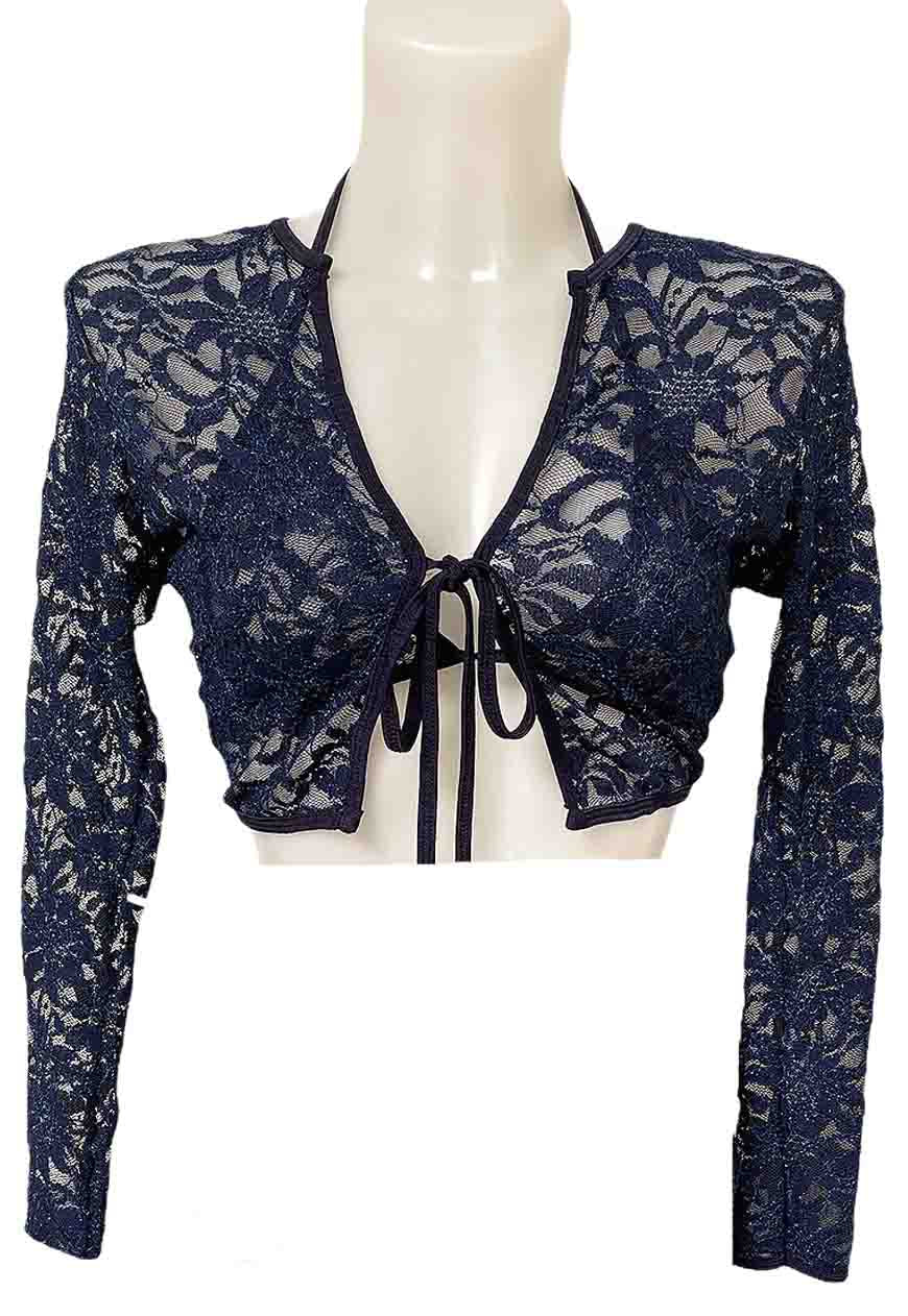 NAVY SHIMMER LACE TOP - HISSY FIT LTD