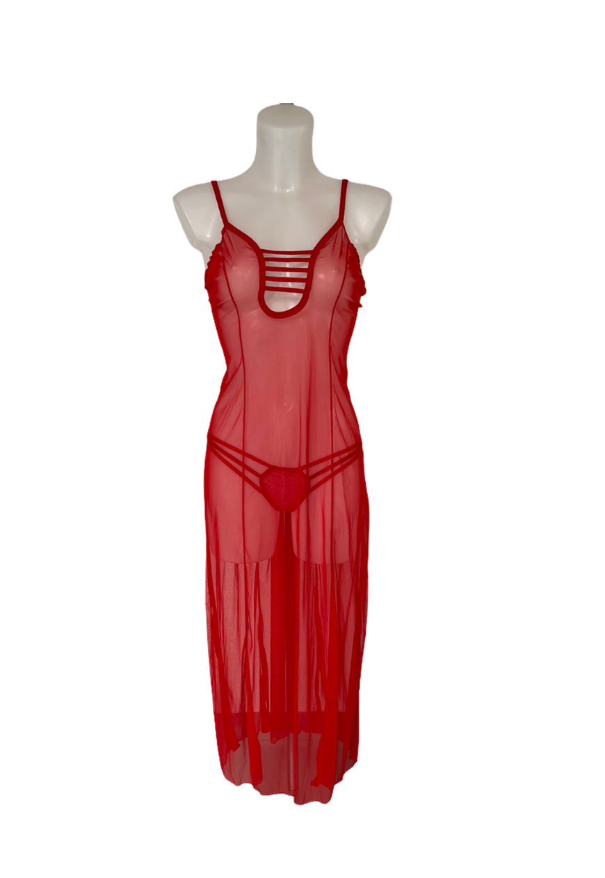 RED LACE UP MESH NIGHTIE - HISSY FIT LTD