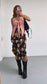 BROWN/BROWN ROSE REVERSIBLE POINTED HEM SKIRT - HISSY FIT LTD