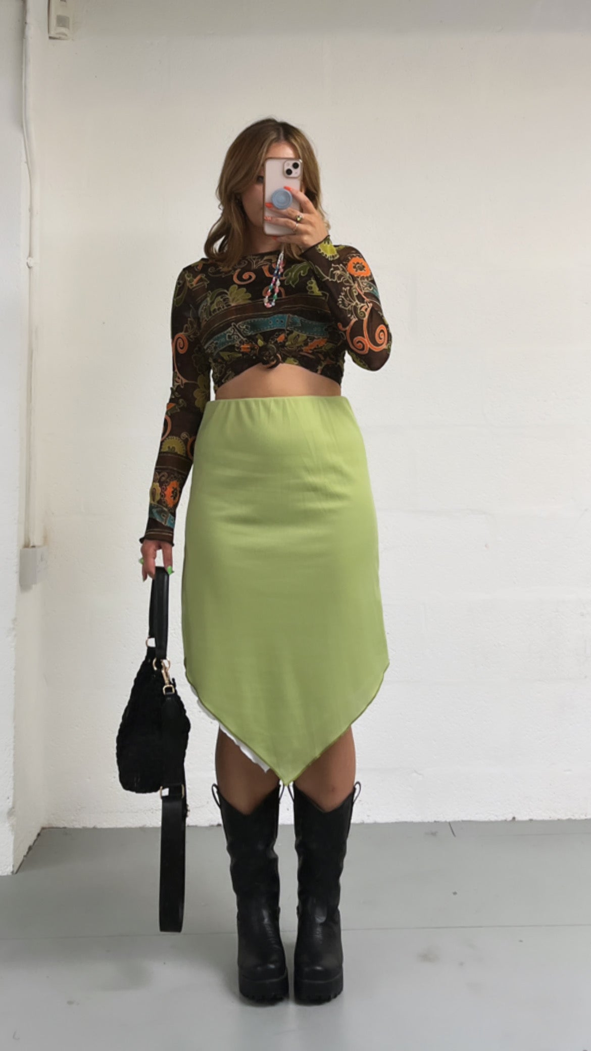 LIME/WHITE REVERSIBLE POINTED HEM SKIRT - HISSY FIT LTD