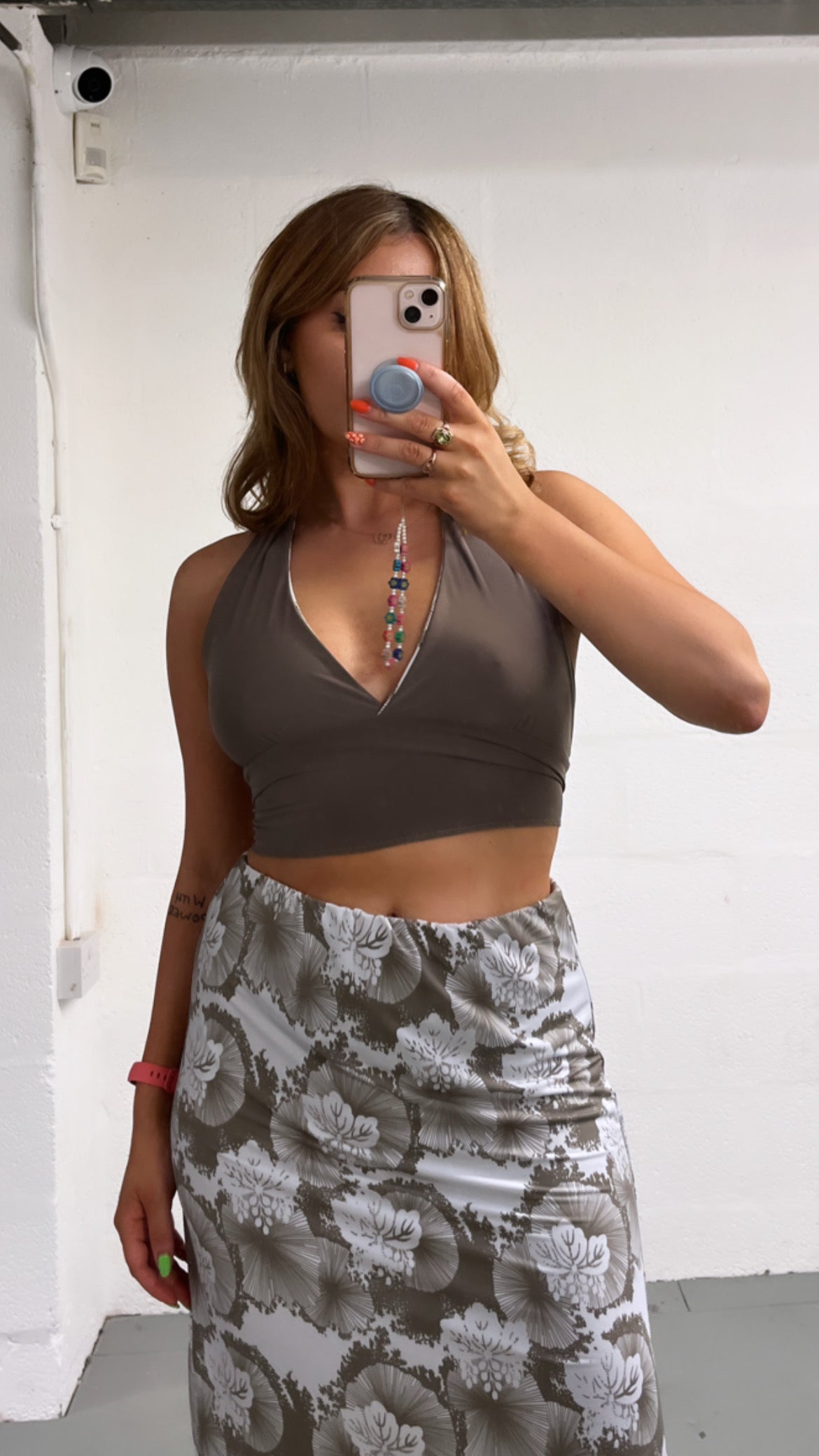 BROWN/ FLOWER REVERSIBLE HALTER TOP (02) - HISSY FIT LTD