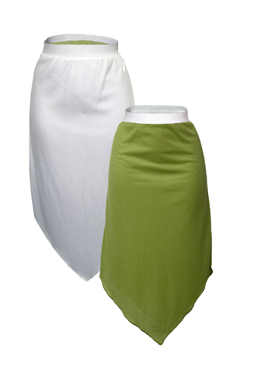 LIME/WHITE REVERSIBLE POINTED HEM SKIRT - HISSY FIT LTD